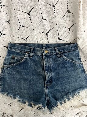Classic High-Rise Denim Cutoff Shorts - Blue